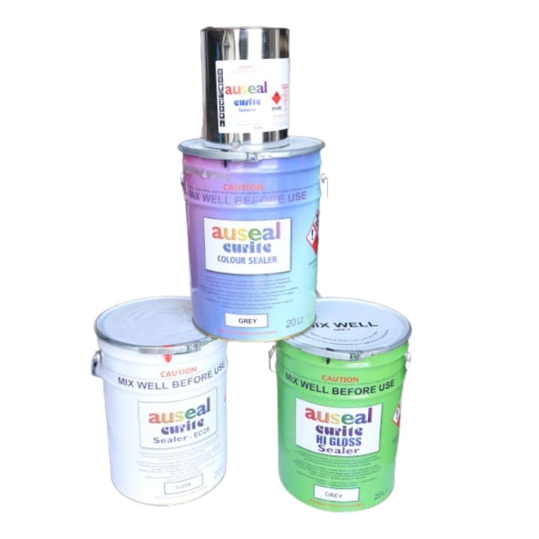 Auseal Curite Sealer. It is a type of concrete sealant designed for both interior and exterior use.